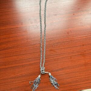 Vintage Silver Chain Necklace Box Slide and Chain Tassel Ends - Premier Designs